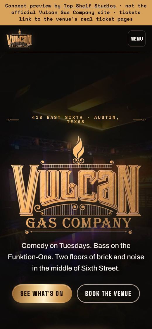 Vulcan Gas Company website preview on a phone